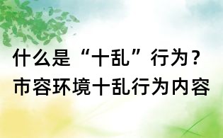 什么是“十亂”行為？市容環境十亂行為內容