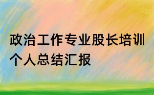 政治工作專業(yè)股長培訓個人總結(jié)匯報