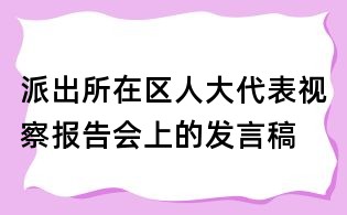 派出所在區(qū)人大代表視察報告會上的發(fā)言稿