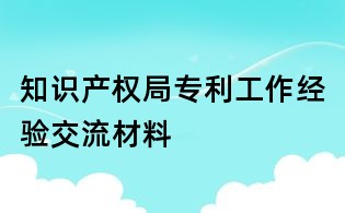 知識產權局專利工作經驗交流材料