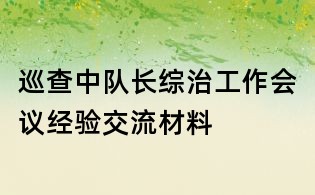 巡查中隊長綜治工作會議經驗交流材料