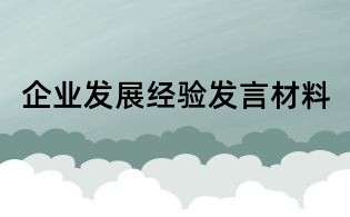 企業(yè)發(fā)展經(jīng)驗發(fā)言材料