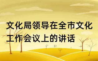 文化局領(lǐng)導(dǎo)在全市文化工作會(huì)議上的講話