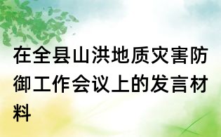 在全縣山洪地質災害防御工作會議上的發言材料