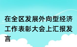 在全區發展外向型經濟工作表彰大會上匯報發言