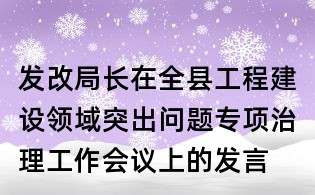 發改局長在全縣工程建設領域突出問題專項治理工作會議上的發言