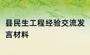 縣民生工程經驗交流發言材料