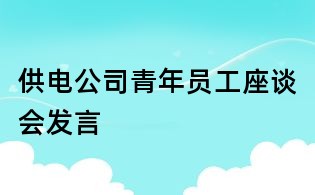 供電公司青年員工座談會(huì)發(fā)言