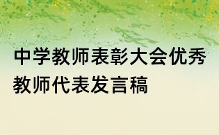 中學教師表彰大會優秀教師代表發言稿