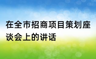 在全市招商項目策劃座談會上的講話