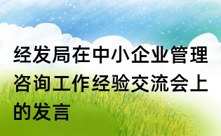 經發局在中小企業管理咨詢工作經驗交流會上的發言