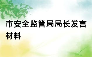 市安全監管局局長發言材料