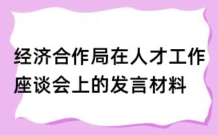 經濟合作局在人才工作座談會上的發言材料