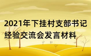 2021年下掛村支部書記經驗交流會發言材料