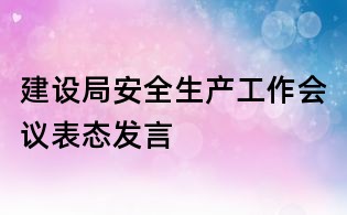 建設(shè)局安全生產(chǎn)工作會議表態(tài)發(fā)言