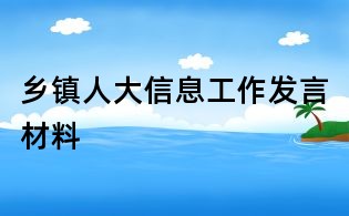 鄉(xiāng)鎮(zhèn)人大信息工作發(fā)言材料