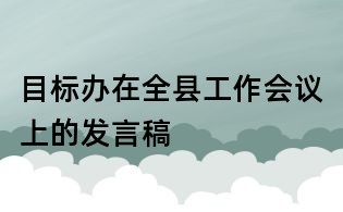 目標辦在全縣工作會議上的發言稿