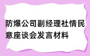 防爆公司副經理社情民意座談會發言材料