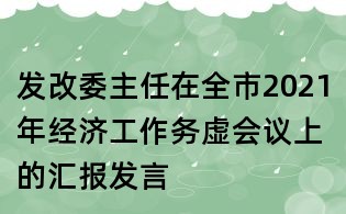發改委主任在全市2021年經濟工作務虛會議上的匯報發言