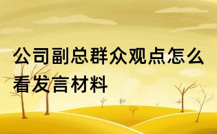 公司副總群眾觀點怎么看發(fā)言材料