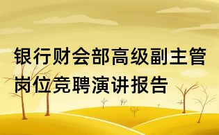 銀行財會部高級副主管崗位競聘演講報告