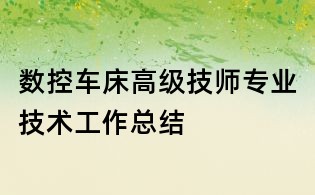 數控車床高級技師專業技術工作總結