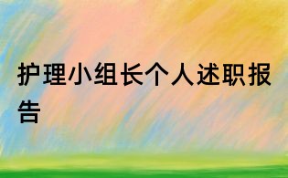 護(hù)理小組長(zhǎng)個(gè)人述職報(bào)告