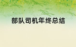 部隊(duì)司機(jī)年終總結(jié)