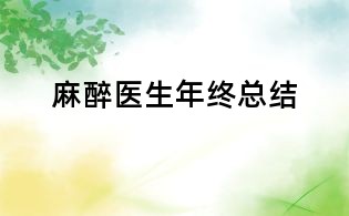 麻醉醫(yī)生年終總結(jié)