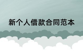 新個(gè)人借款合同范本