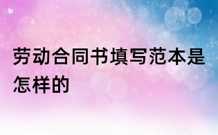 勞動合同書填寫范本是怎樣的