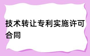 技術轉讓專利實施許可合同