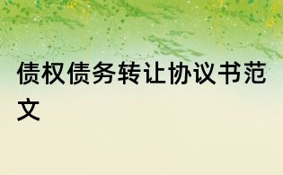 債權(quán)債務(wù)轉(zhuǎn)讓協(xié)議書范文