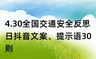 4.30全國交通安全反思日抖音文案、提示語30則