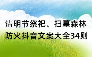 清明節(jié)祭祀、掃墓森林防火抖音文案大全34則
