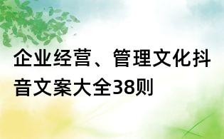 企業經營、管理文化抖音文案大全38則