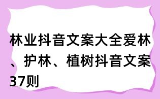 林業(yè)抖音文案大全：愛林、護(hù)林、植樹抖音文案37則
