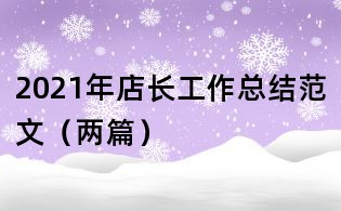2021年店長工作總結范文（兩篇）