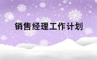 銷售經(jīng)理工作計(jì)劃