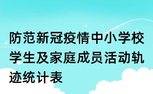防范新冠疫情：中小學(xué)校學(xué)生及家庭成員活動軌跡統(tǒng)計表