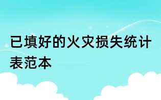 已填好的火災損失統(tǒng)計表范本