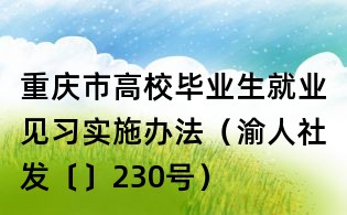 重慶市高校畢業(yè)生就業(yè)見習(xí)實(shí)施辦法（渝人社發(fā)〔〕230號(hào)）