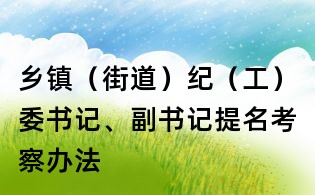 鄉鎮（街道）紀（工）委書記、副書記提名考察辦法