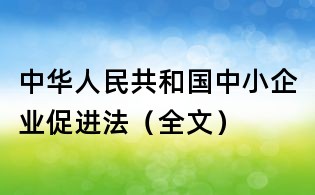 中華人民共和國中小企業促進法(全文)
