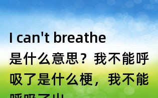 I can't breathe是什么意思？我不能呼吸了是什么梗，我不能呼吸了出處