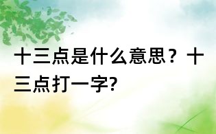十三點是什么意思？十三點打一字?
