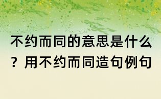 不約而同的意思是什么？用不約而同造句例句