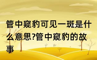 管中窺豹可見一斑是什么意思?管中窺豹的故事