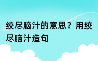 絞盡腦汁的意思？用絞盡腦汁造句